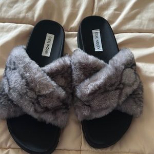 Steve Madden Fur Slides. Brand New